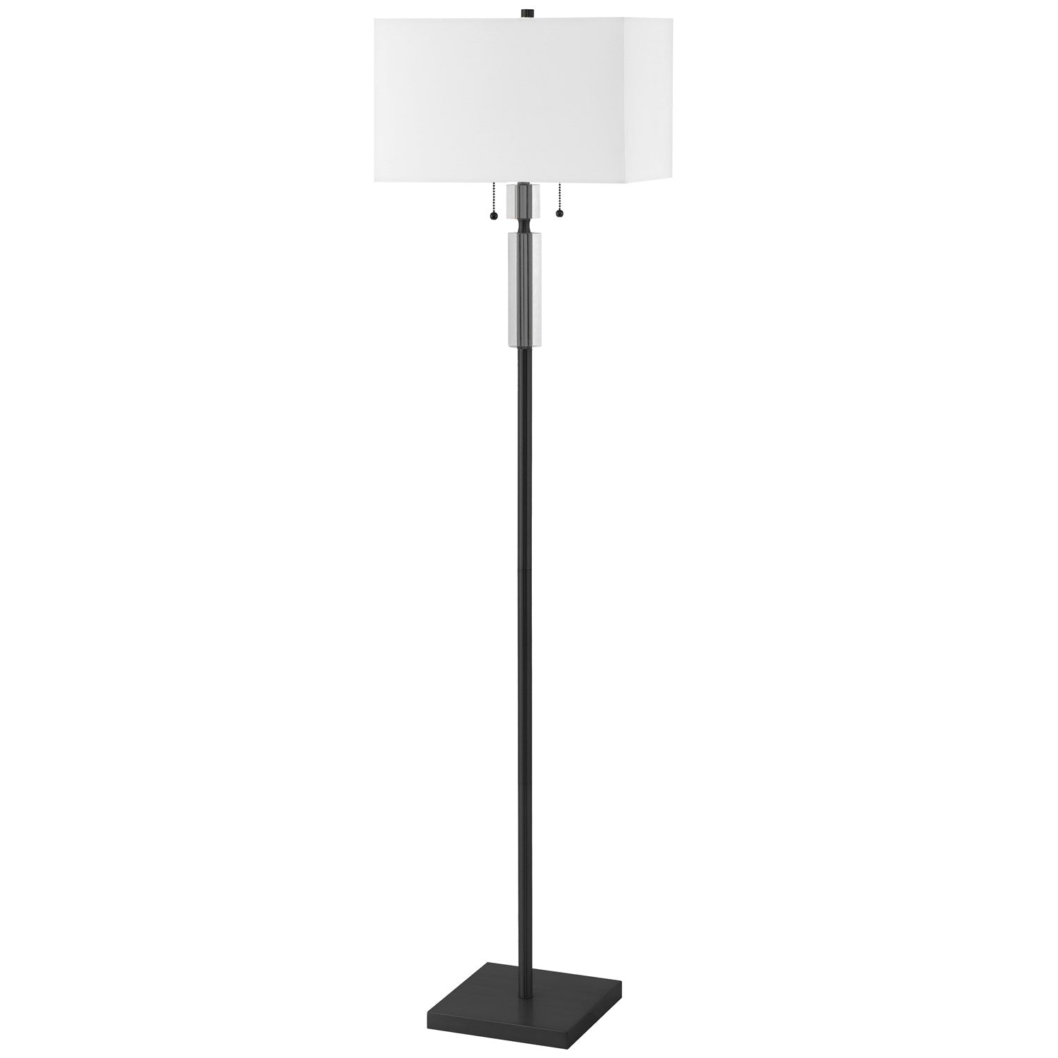 2 Light Incandescent Floor Lamp Matte Black With White Shade by Dainolite