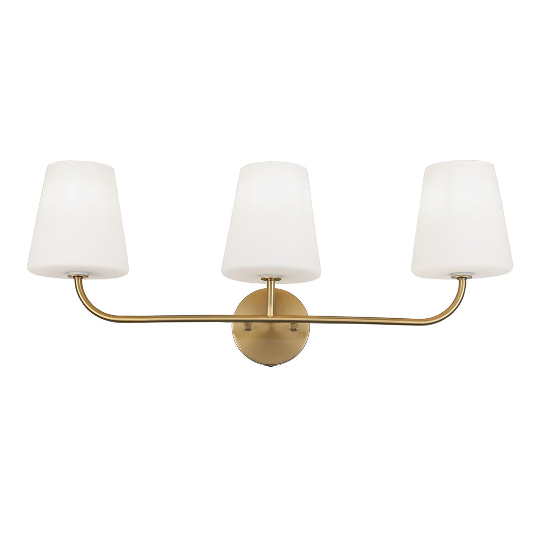 3 Light Incandescent Vanity Aged Brass With White Opal Glass by Dainolite