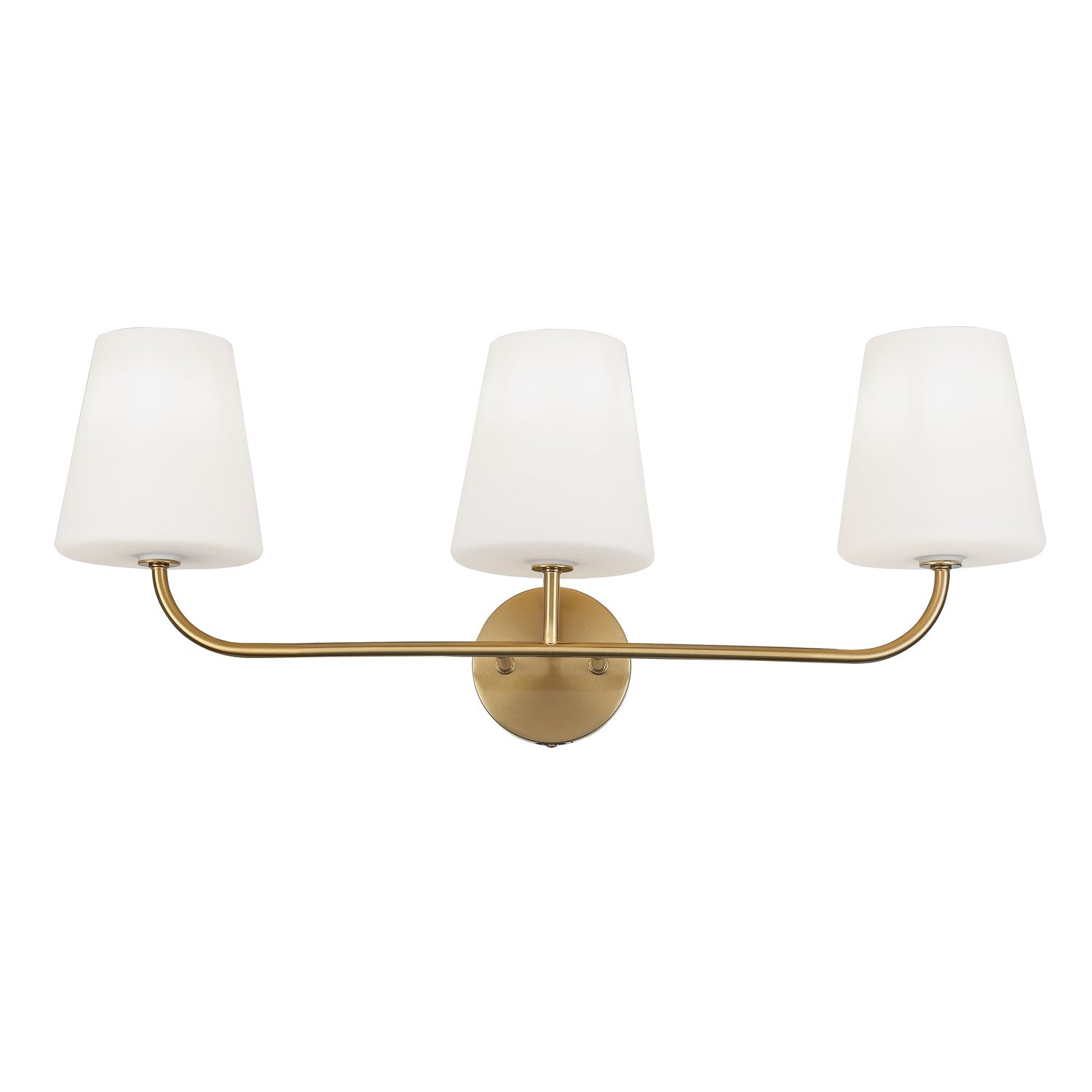 3 Light Incandescent Vanity Aged Brass With White Opal Glass by Dainolite