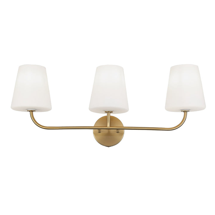 3 Light Incandescent Vanity Aged Brass With White Opal Glass by Dainolite