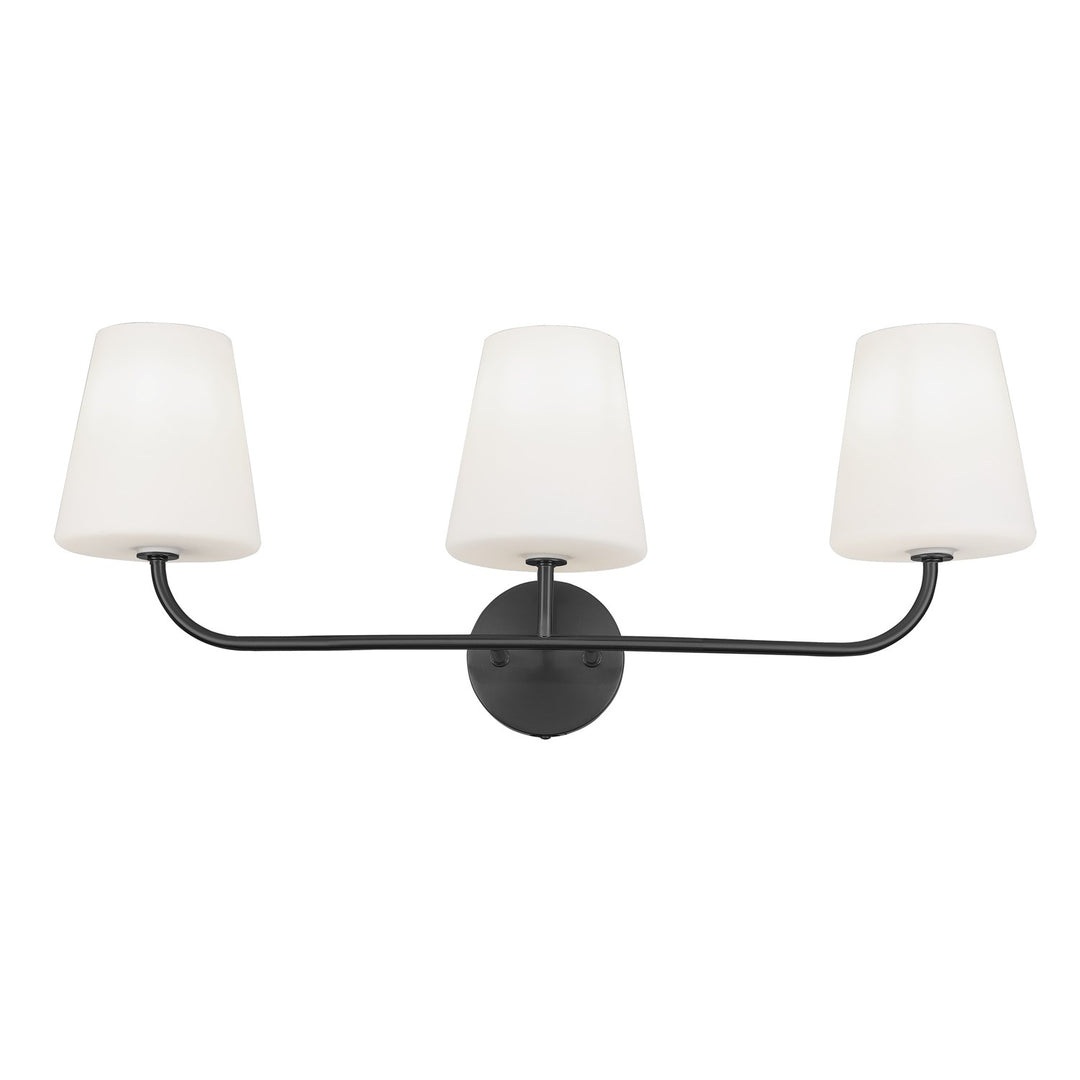 3 Light Incandescent Vanity Matte Black With White Opal Glass by Dainolite