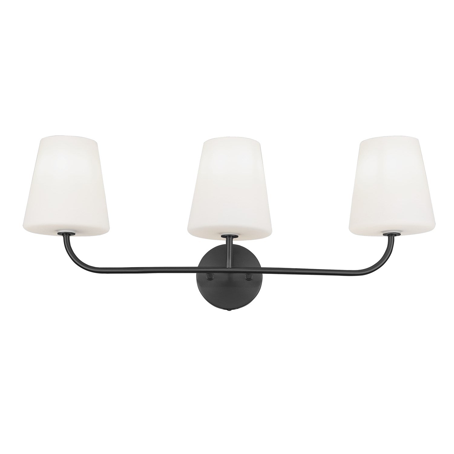 3 Light Incandescent Vanity Matte Black With White Opal Glass by Dainolite