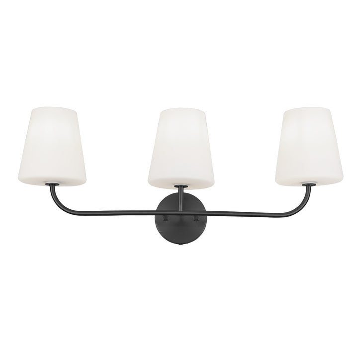 3 Light Incandescent Vanity Matte Black With White Opal Glass by Dainolite