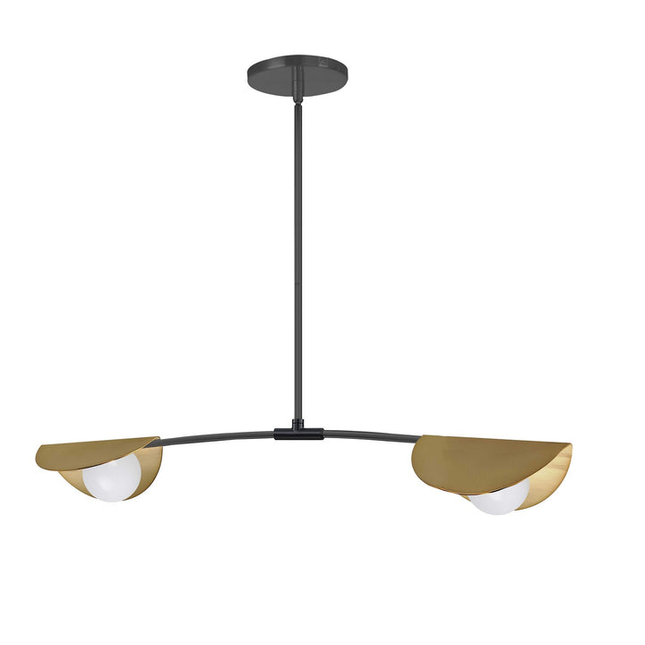 2 Light Halogen Horizontal Pendant Matte Black With White Glass