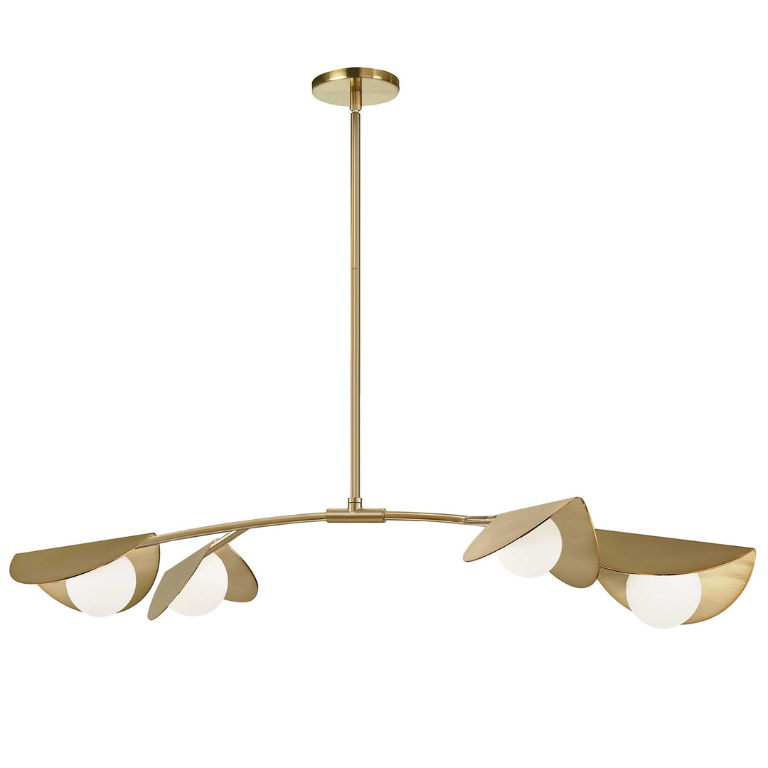 4 Light Halogen Horizontal Pendant Aged Brass With White Glass by Dainolite