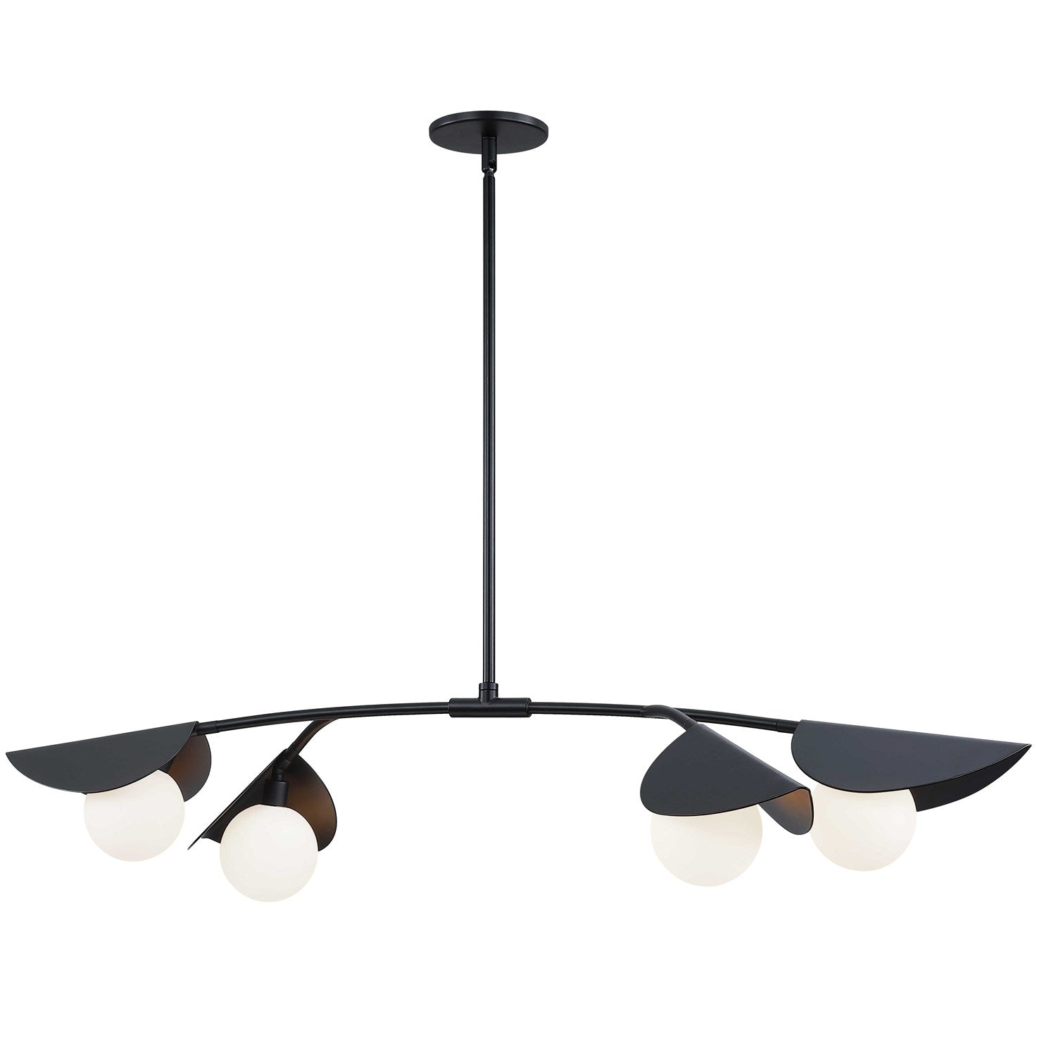 4 Light Halogen Horizontal Pendant Matte Black With White Glass by Dainolite