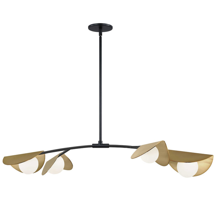 4 Light Halogen Horizontal Pendant Matte Black With White Glass