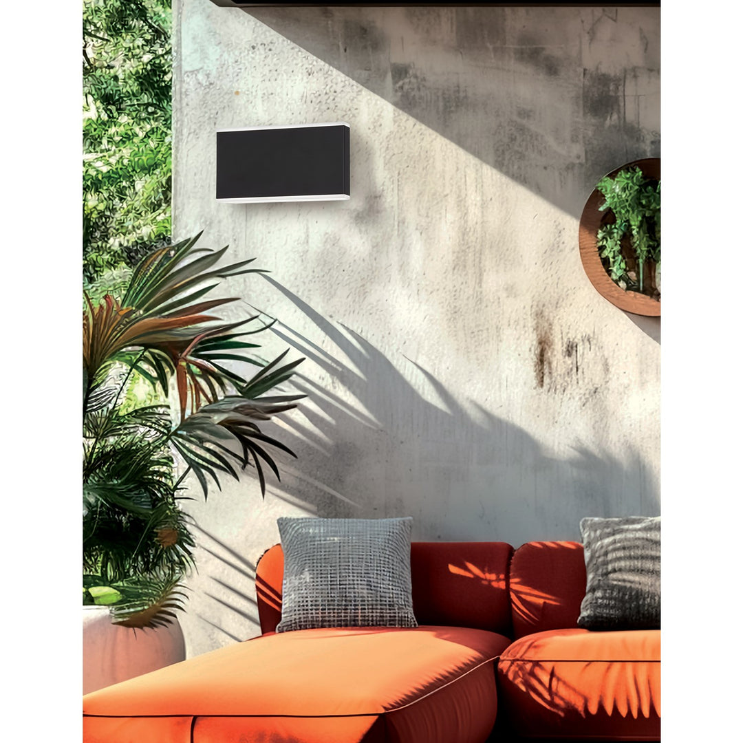 24W Outdoor Wall Sconce, Matte Black With Frosted Acrylic Diffuser