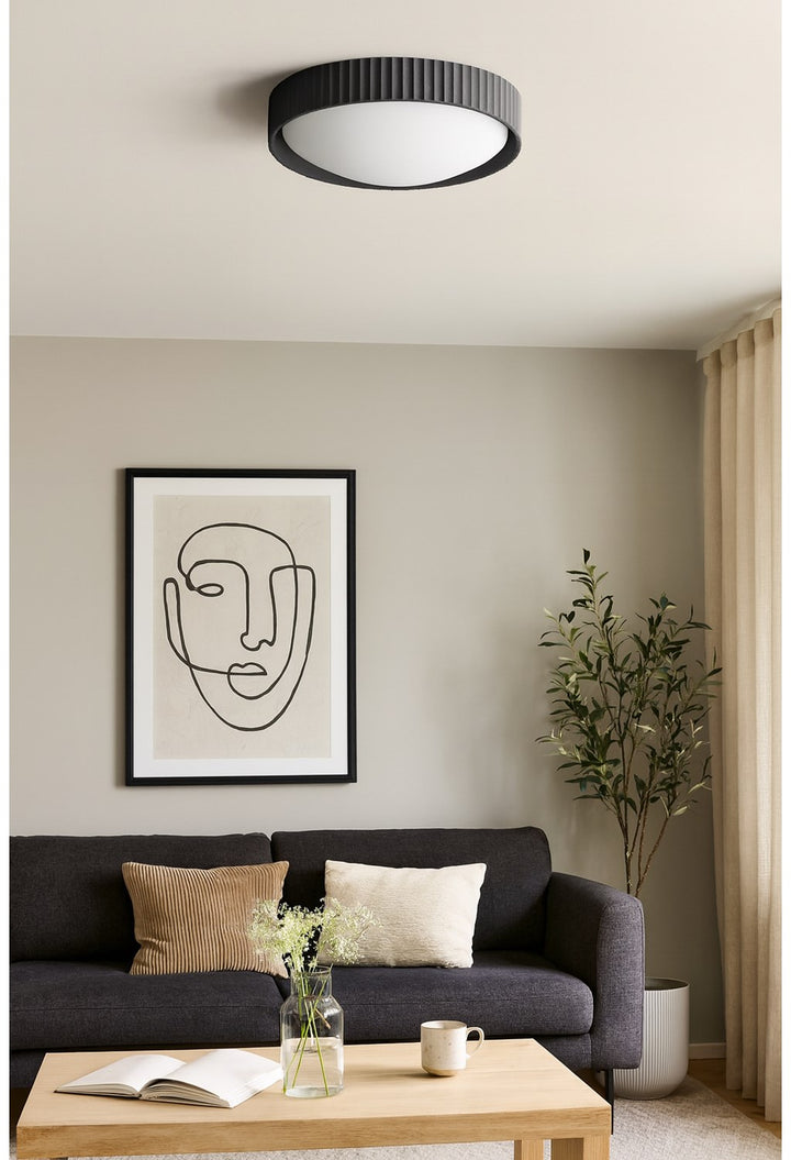 37W Flush Mount, Matte Black 3 Colour Change Temperature