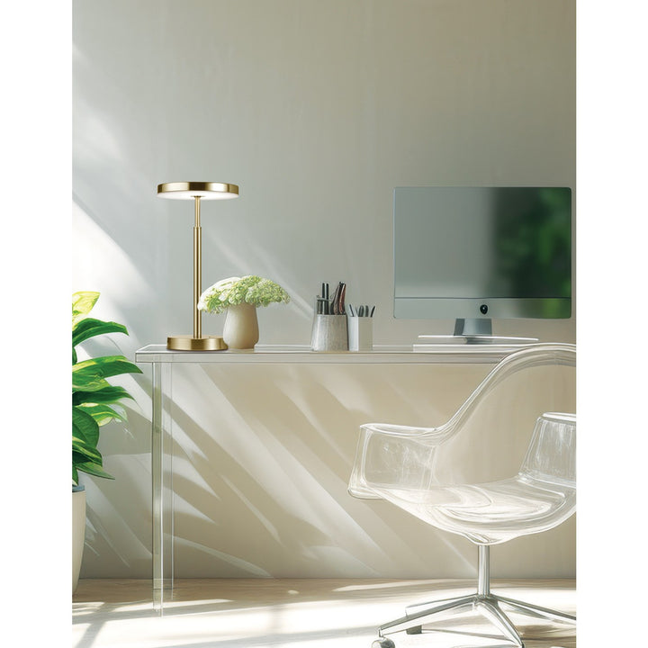 10W Table Lamp, Aged Brass W/ White Acrylic Diffuser
