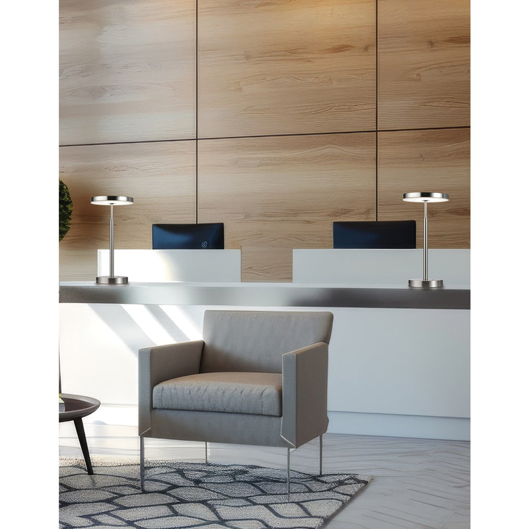 10W Table Lamp, Satin Nickel W/ White Acrylic Diffuser