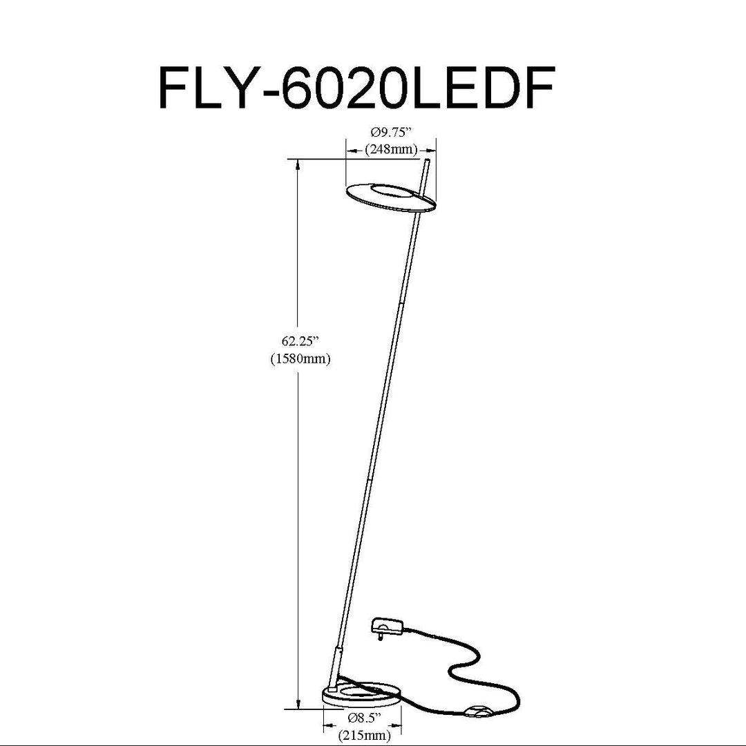 20W Floor Lamp Satin Chrome