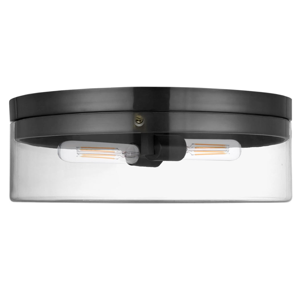 2 Light Incandescent Flush Mount Matte Black With Clear Glass by Dainolite