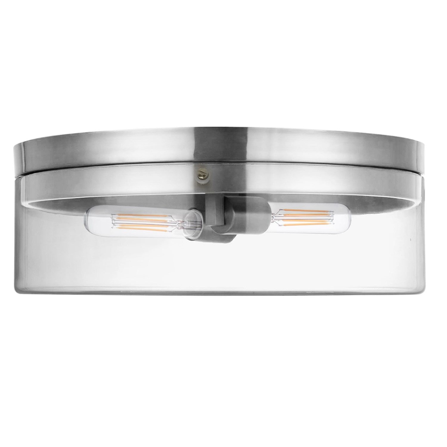 2 Light Incandescent Flush Mount Polished Chrome With Clear Glass by Dainolite