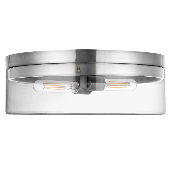 2 Light Incandescent Flush Mount Polished Chrome With Clear Glass by Dainolite