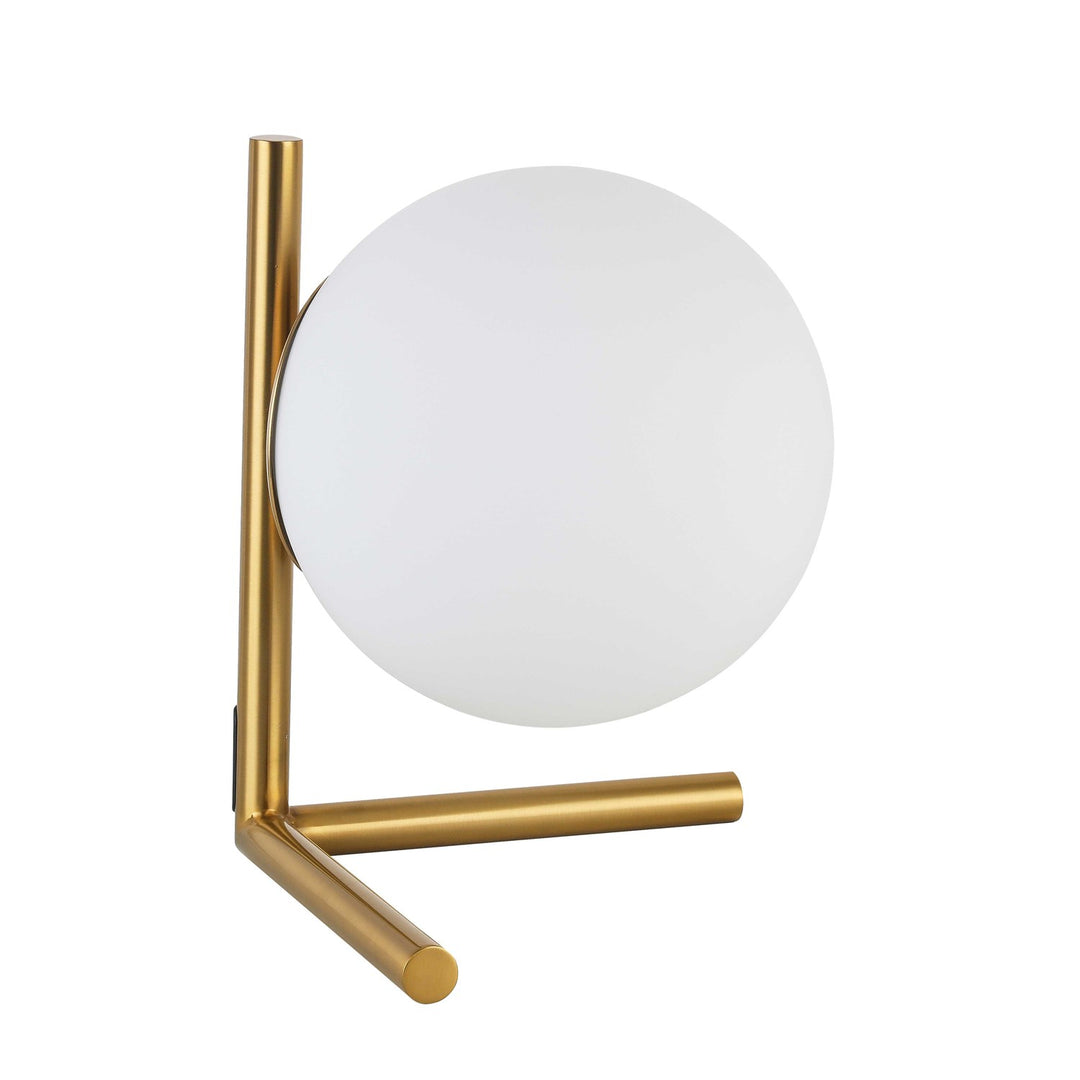 1 Light Incandescent Table Lamp, Aged Brass W/ Opal Glass by Dainolite
