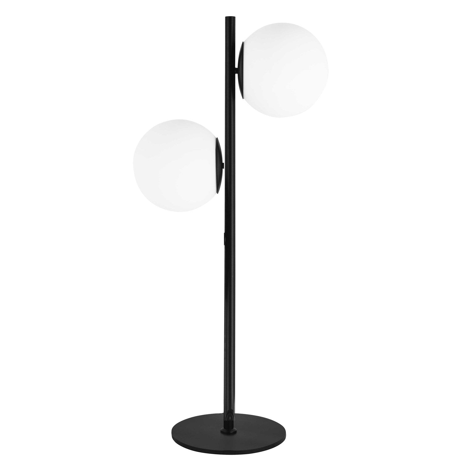 2 Light Incandescent Table Lamp, Matte Black W/ White Glass by Dainolite