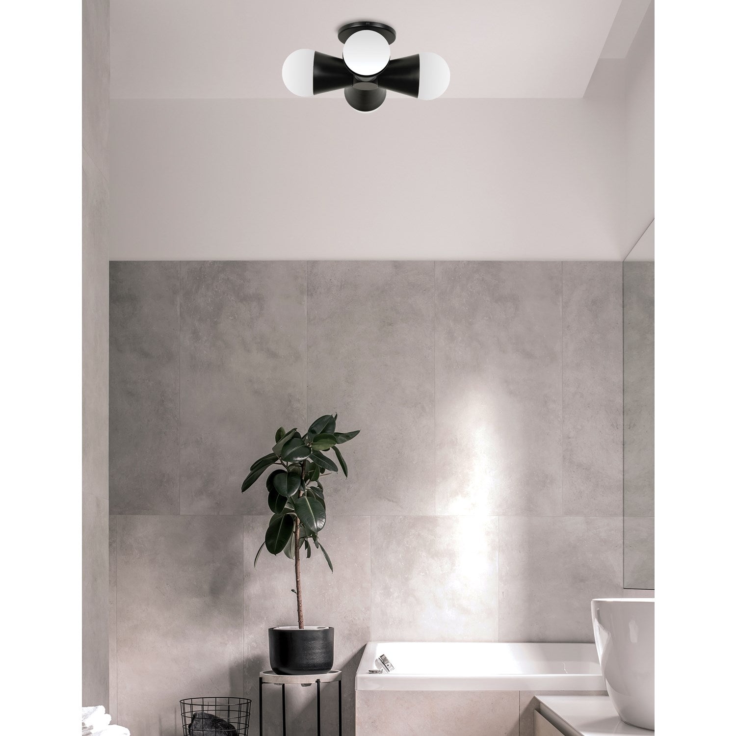 4 Light Incandescent Flush Mount Matte Black