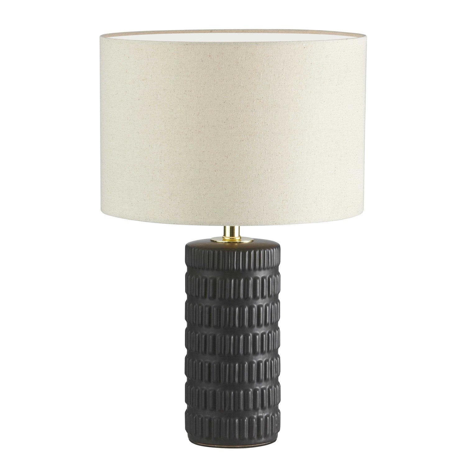 1 Light Incandescent Table Lamp Matte Black With Black Gold Shade by Dainolite