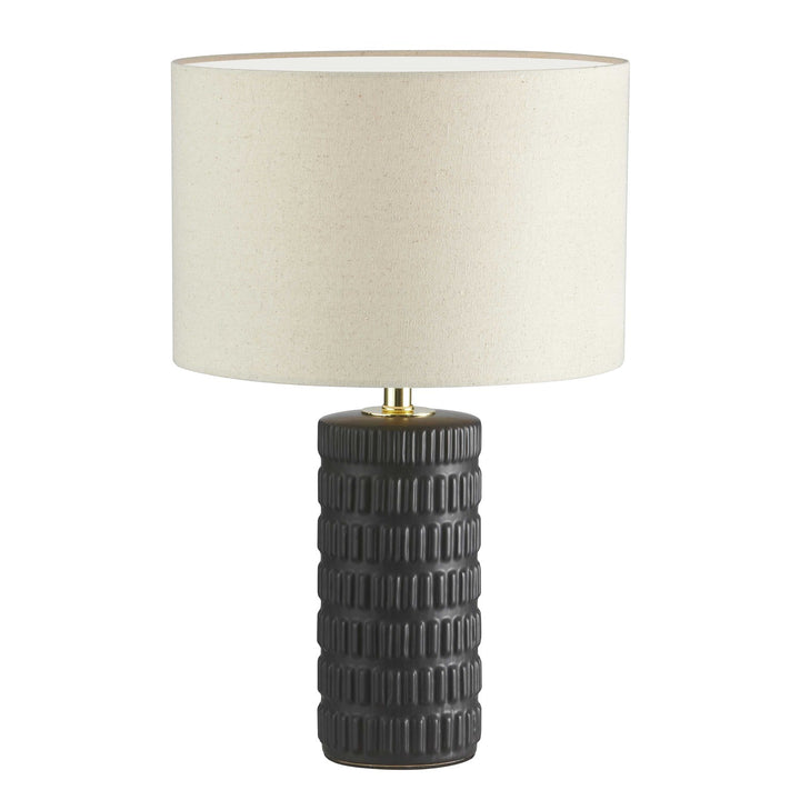 1 Light Incandescent Table Lamp Matte Black With Black Gold Shade by Dainolite