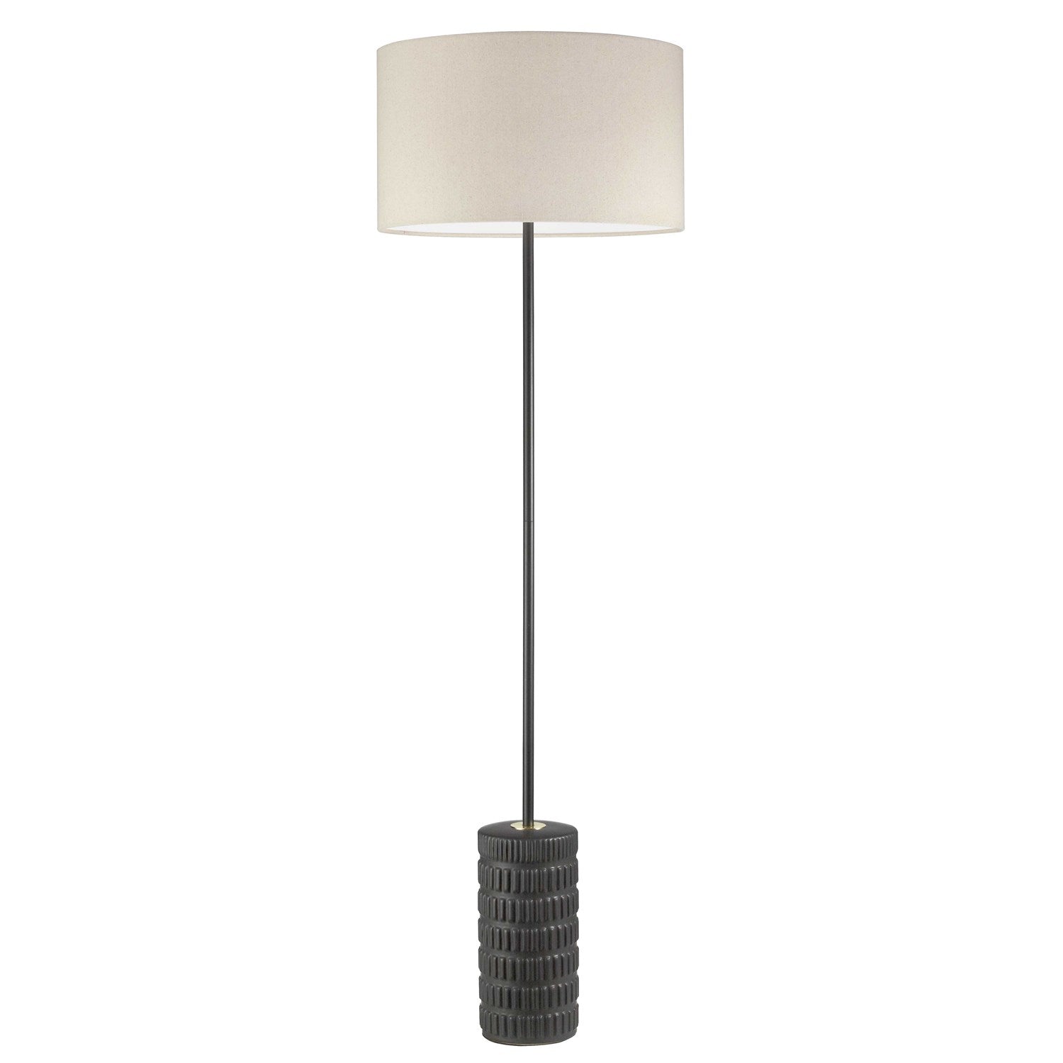 1 Light Incandescent Floor Lamp Matte Black With Black Gold Shade by Dainolite