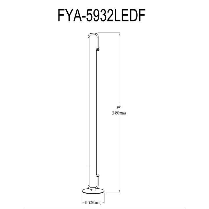1 Light Led  Floor Lamp Matte Black W/ White Acrylic