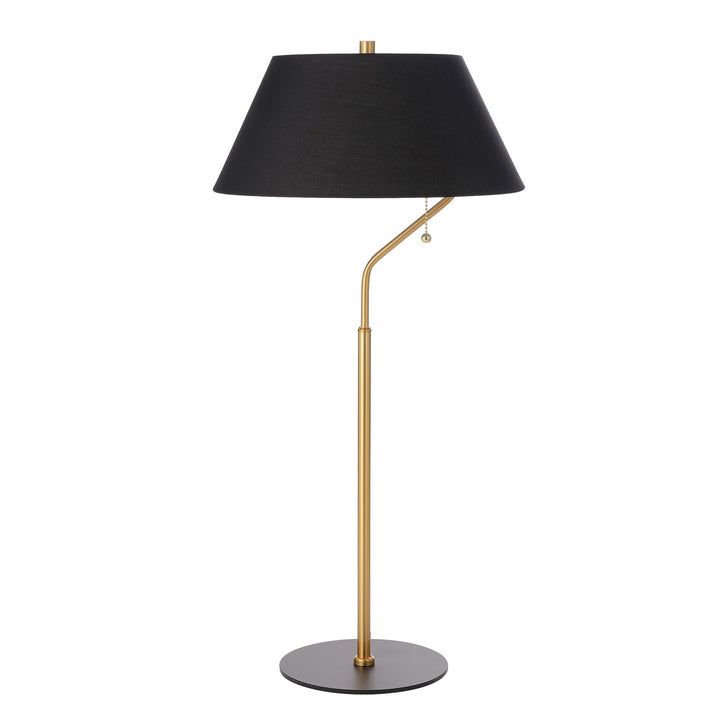 1 Light Aged Brass And Matte Black Table Lamp With Black Shade by Dainolite