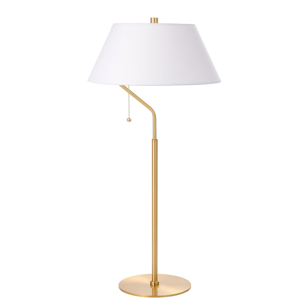 1 Light Aged Brass Table Lamp With White Shade by Dainolite