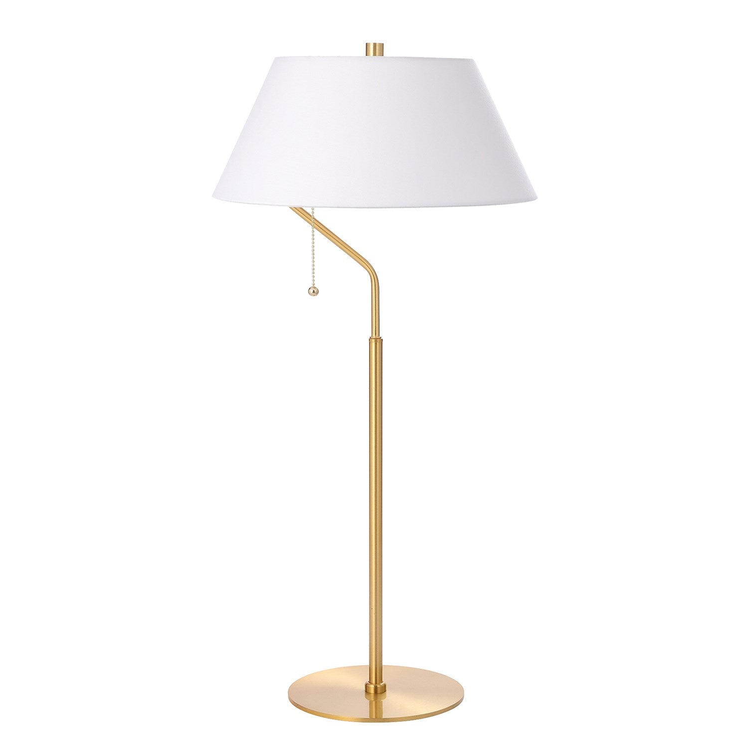 1 Light Aged Brass Table Lamp With White Shade by Dainolite