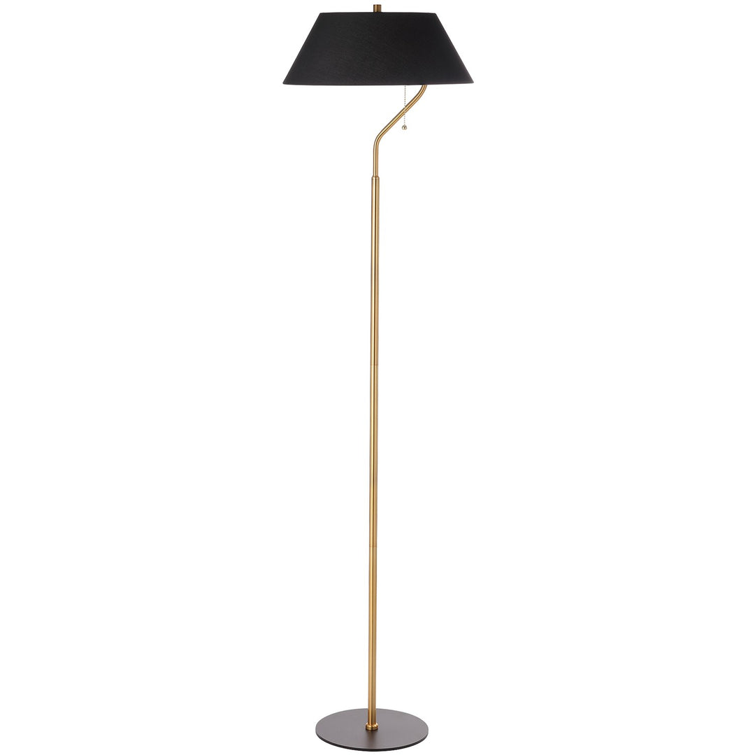 1 Light Aged Brass And Matte Black Floor Lamp With Black Shade by Dainolite