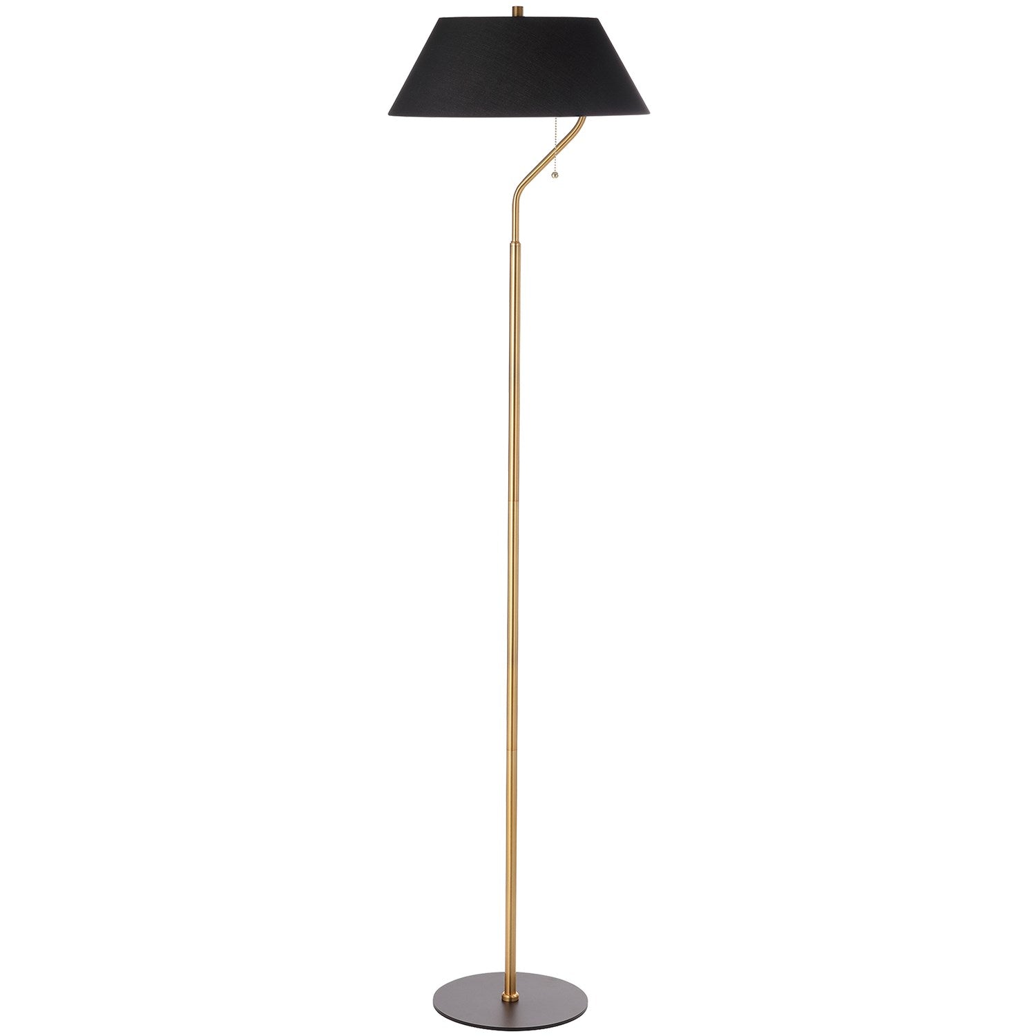 1 Light Aged Brass And Matte Black Floor Lamp With Black Shade by Dainolite