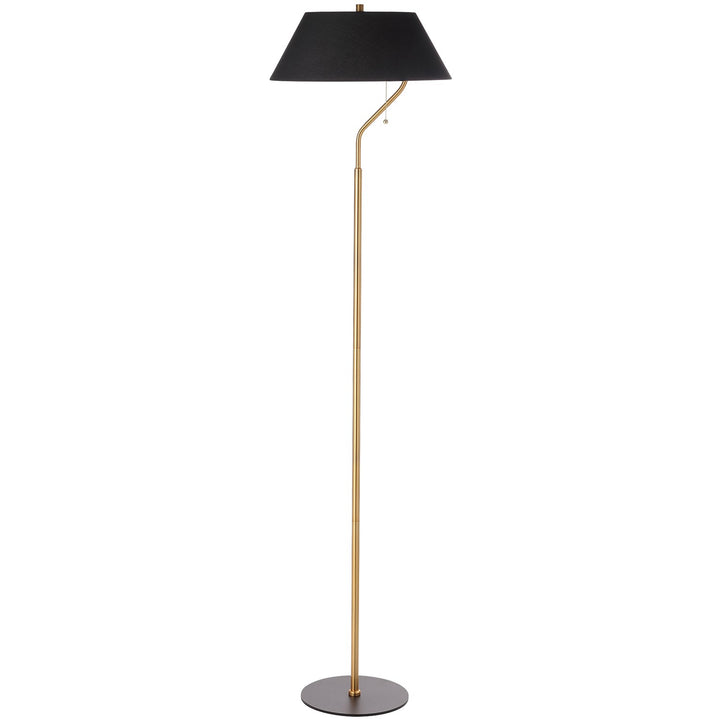 1 Light Aged Brass And Matte Black Floor Lamp With Black Shade by Dainolite