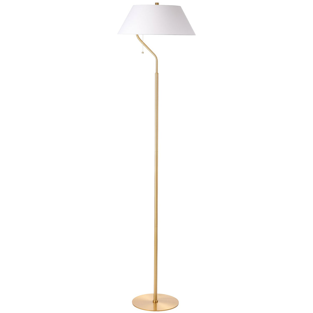 1 Light Aged Brass Floor Lamp With White Shade by Dainolite