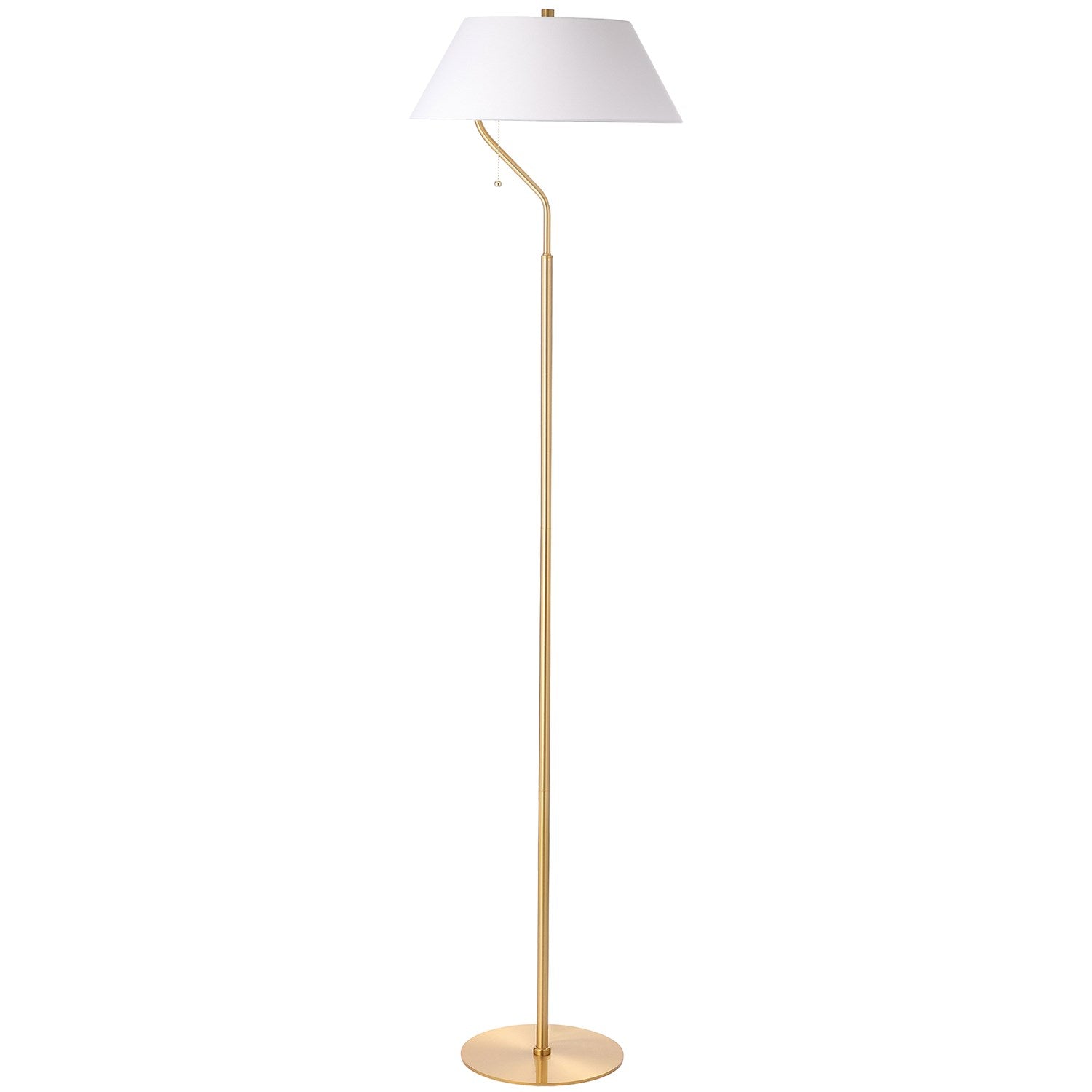 1 Light Aged Brass Floor Lamp With White Shade by Dainolite
