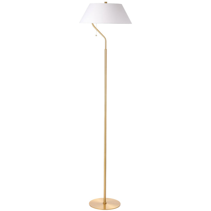 1 Light Aged Brass Floor Lamp With White Shade by Dainolite
