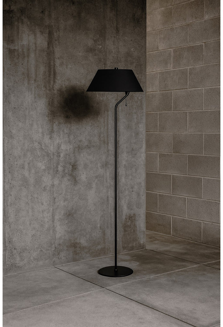 1 Light Matte Black Floor Lamp With Black Shade