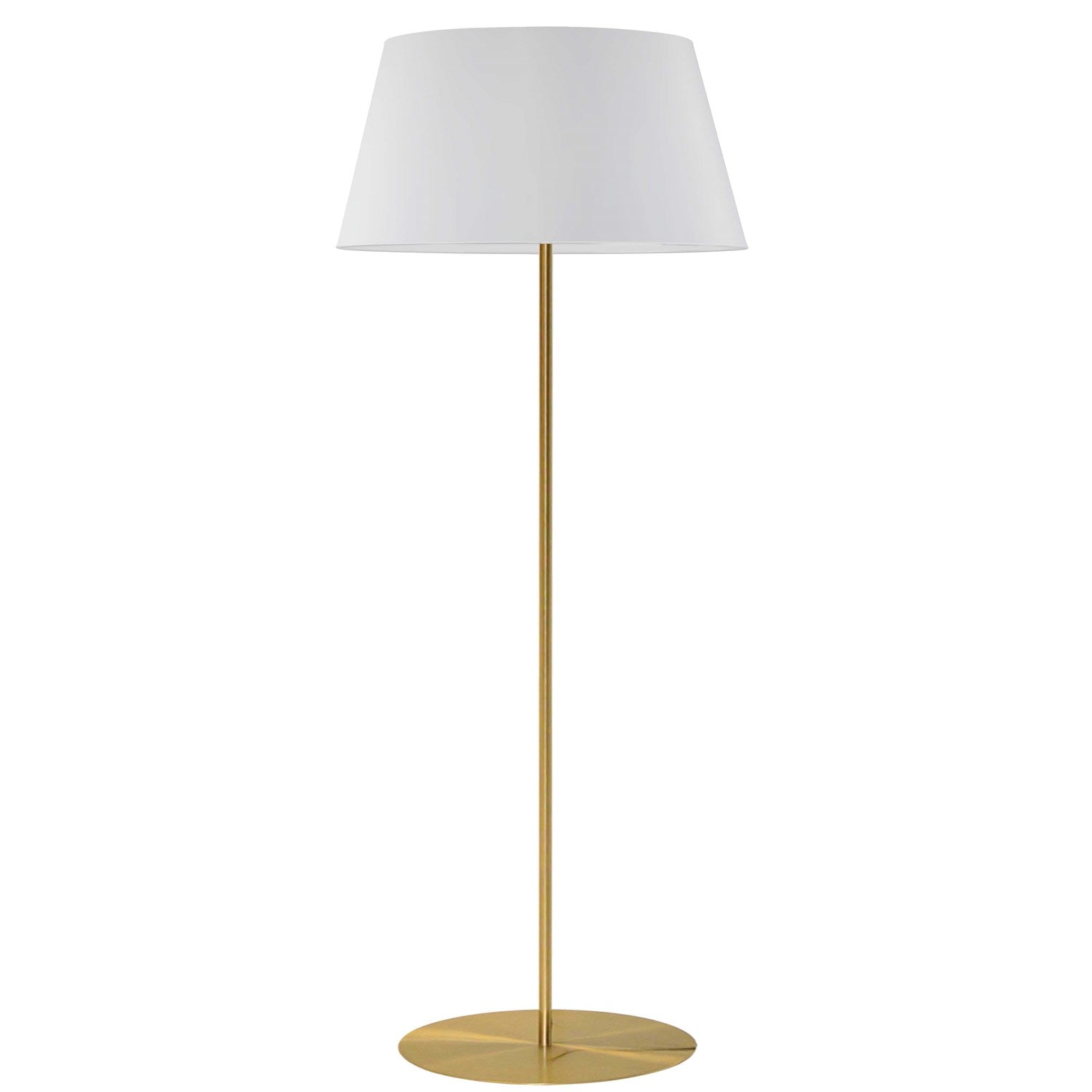 1 Light Incandescent Round Base Floor Lamp Aged Brass With White Shade by Dainolite
