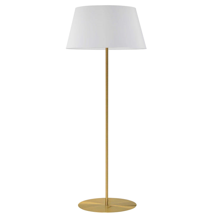 1 Light Incandescent Round Base Floor Lamp Aged Brass With White Shade by Dainolite