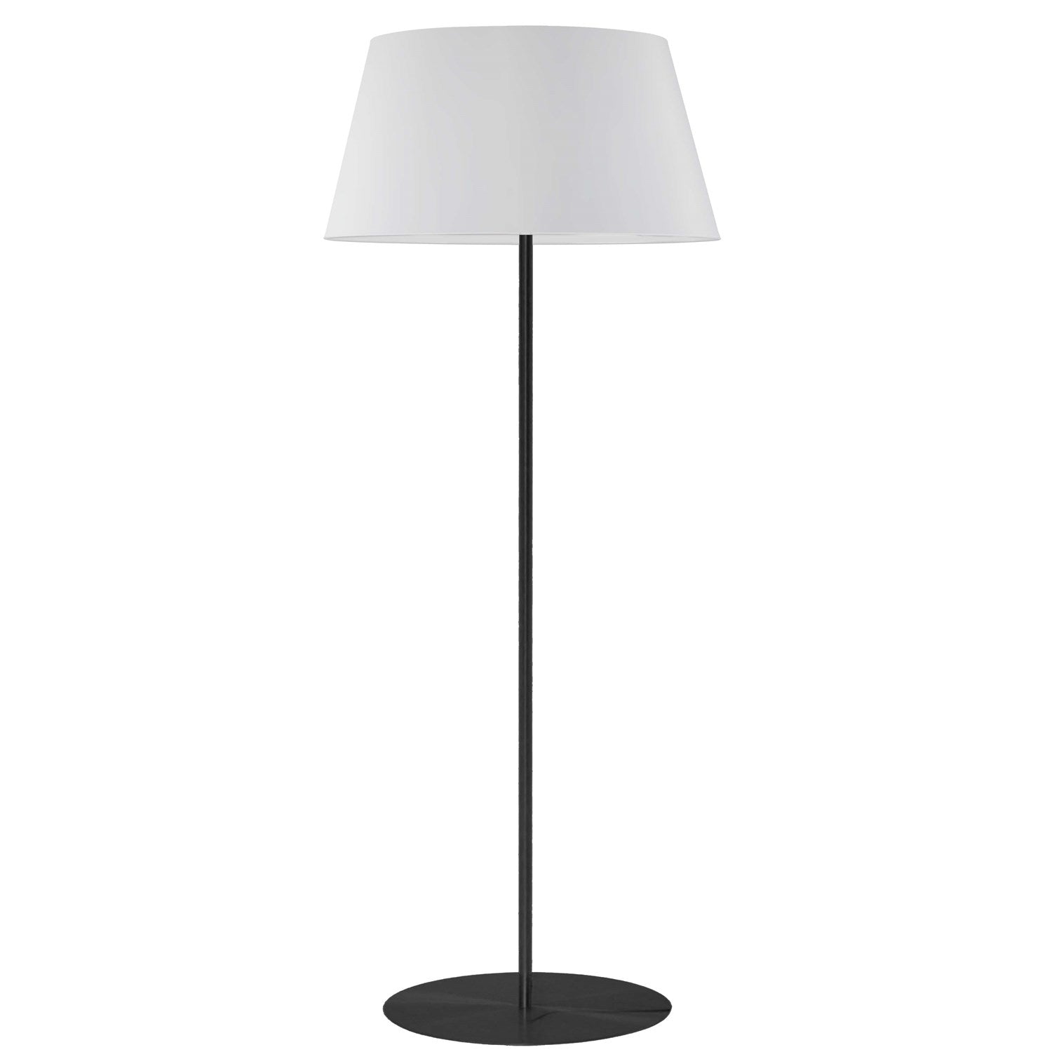 1 Light Incandescent Round Base Floor Lamp Matte Black With White Shade by Dainolite