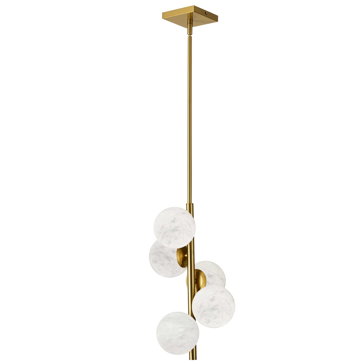 5 Light Aged Brass Pendant W/ Alabaster Glass by Dainolite