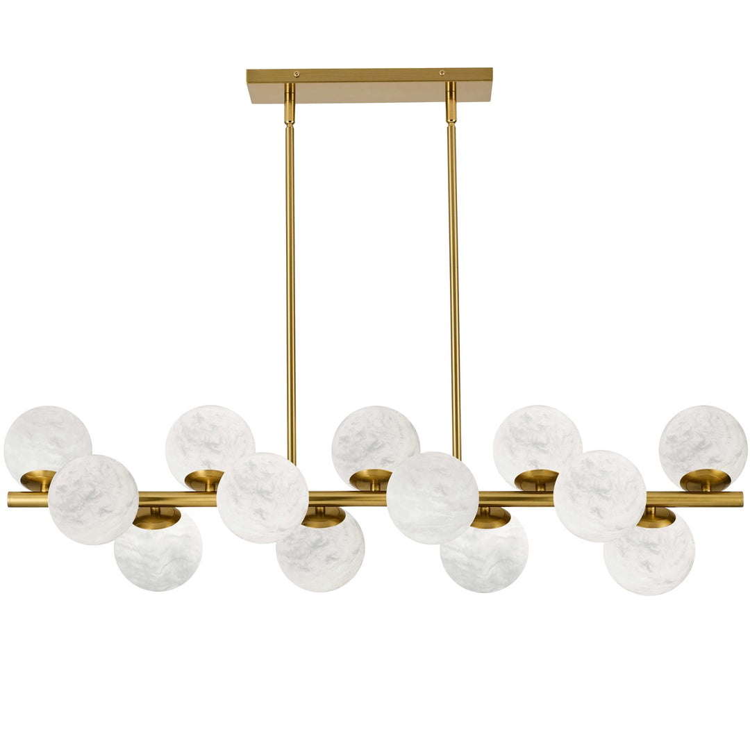 13 Light Aged Brass Horizontal Pendant W/ Alabaster Glass by Dainolite
