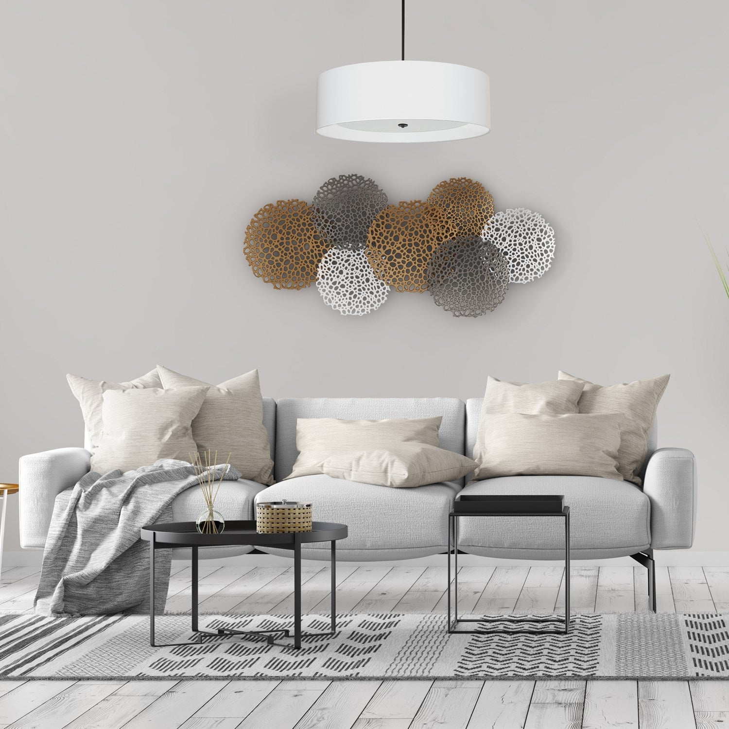 4 Light Incandescent Pendant Matte Black White Shade With White Diffuser