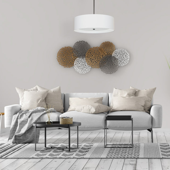 4 Light Incandescent Pendant Matte Black White Shade With White Diffuser