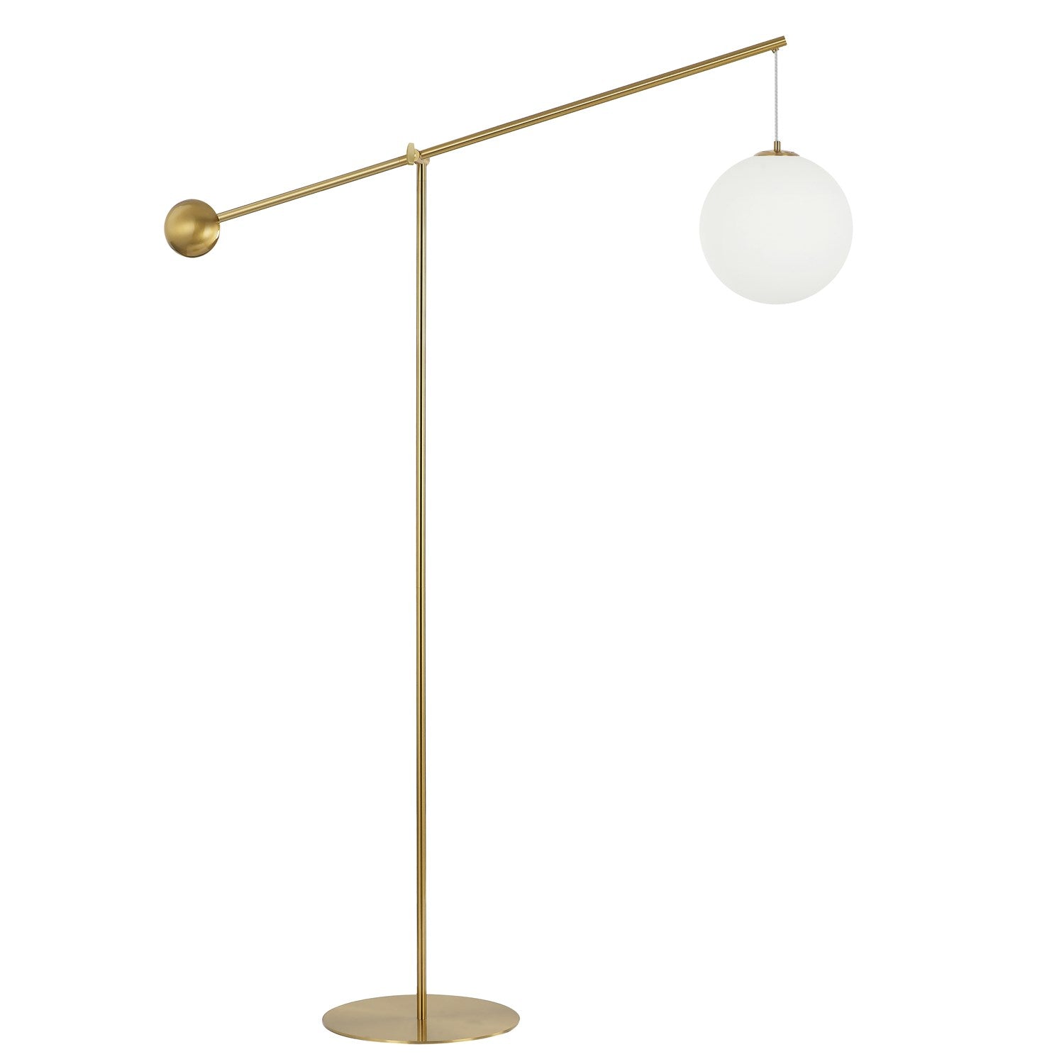 1 Light Incandescent Floor Lamp Aged Brass With Opal Glass by Dainolite