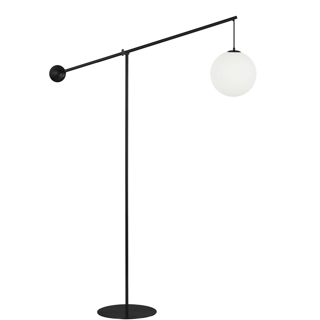 1 Light Incandescent Floor Lamp Matte Black With Opal Glass by Dainolite