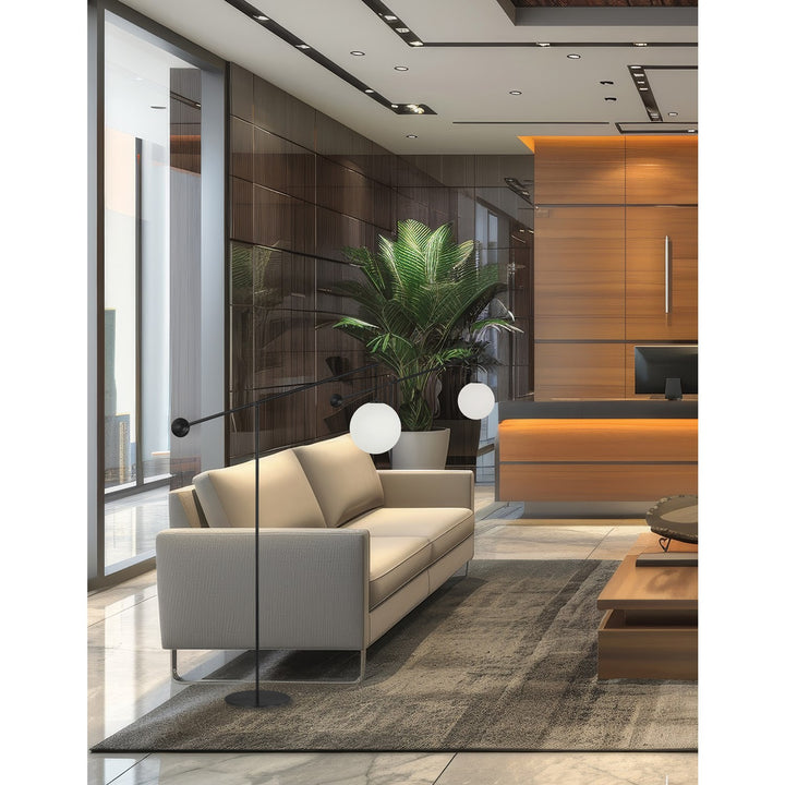 1 Light Incandescent Floor Lamp Matte Black With Opal Glass