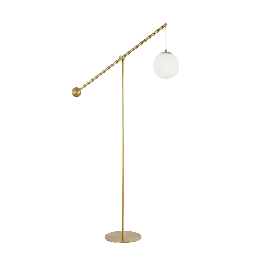 1 Light Incandescent Floor Lamp Aged Brass With Opal Glass by Dainolite