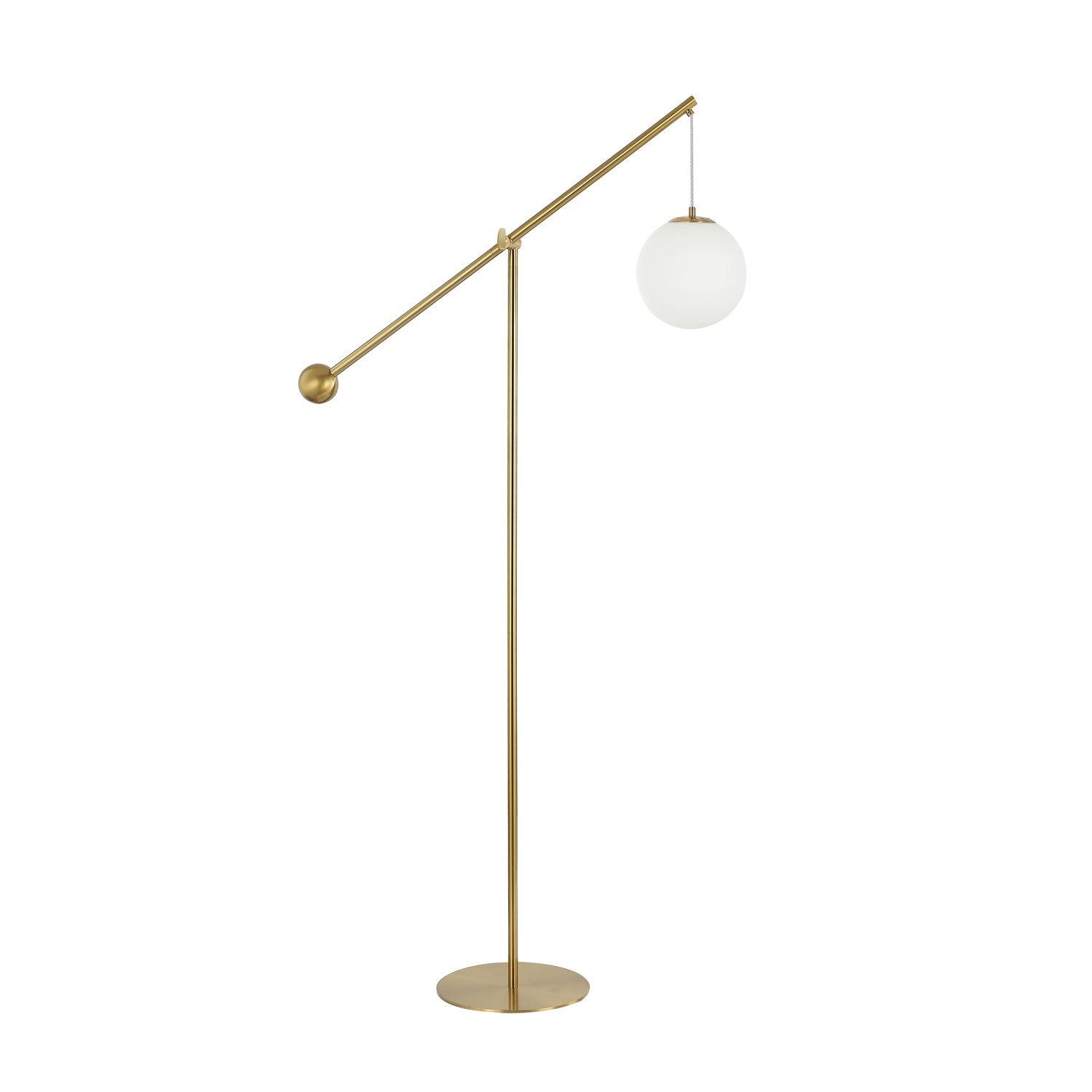 1 Light Incandescent Floor Lamp Aged Brass With Opal Glass by Dainolite