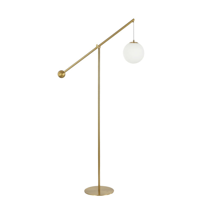 1 Light Incandescent Floor Lamp Aged Brass With Opal Glass by Dainolite