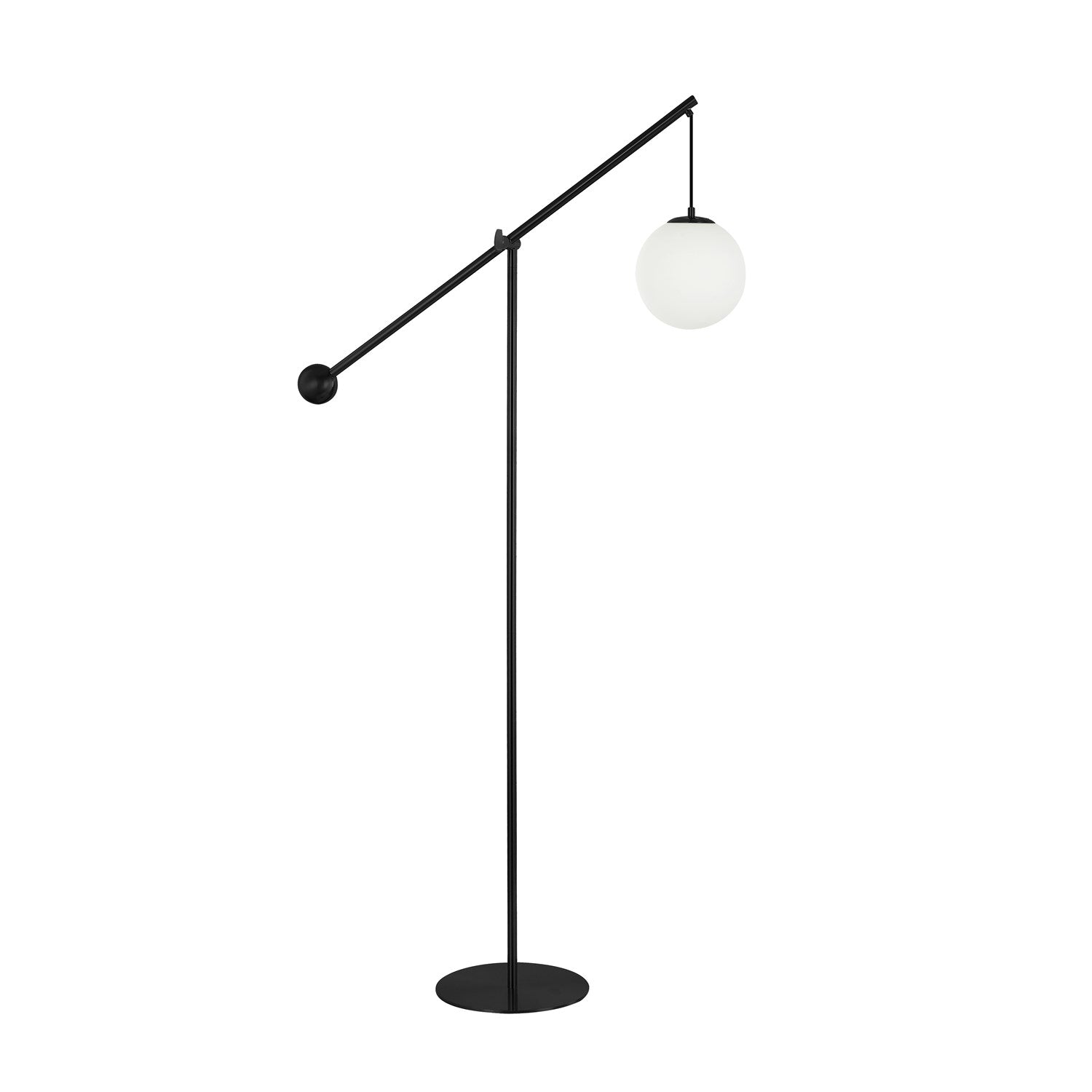1 Light Incandescent Floor Lamp Matte Black With Opal Glass by Dainolite